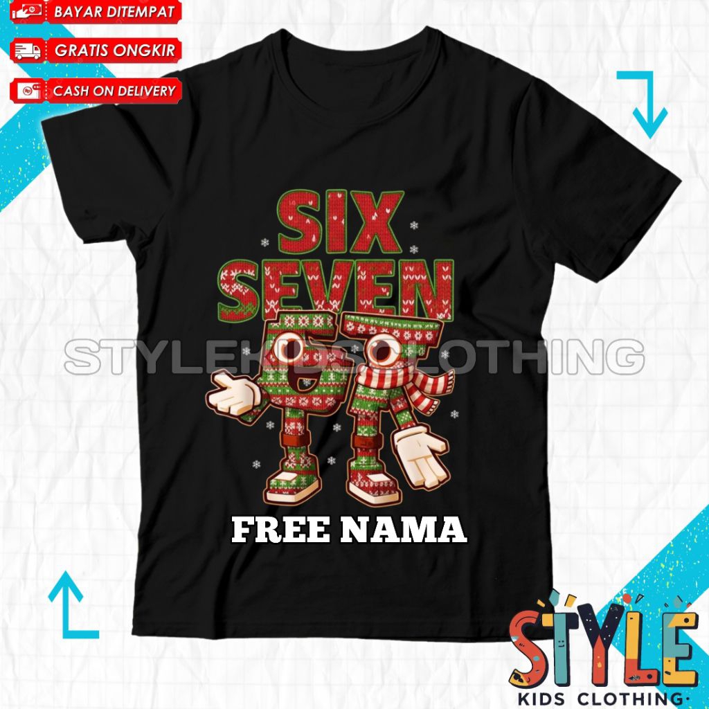 เสื้อยืดเด็ก เสื้อผ้าเด็ก Six Seven Free Name/เสื้อยืดเด็ก Six Seven Steal Brainrot