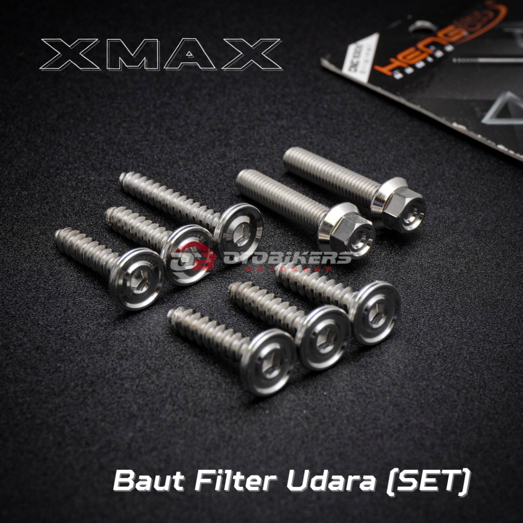 ชุดสลักเกลียวกรองอากาศ 8 ชิ้น XMAX 250 HENG สแตนเลสเดิม