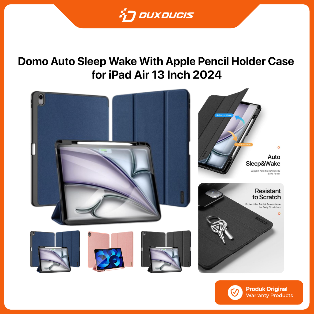 DUX DUCIS เคส iPad Air 13 นิ้ว 2024 DUX DUCIS Domo Series ที่ใส่ดินสอใสขาตั้งหนัง Hybrid Crystal Fol