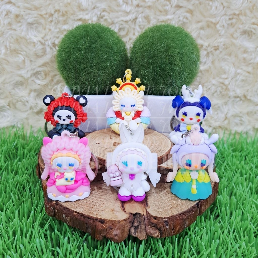 GANTUNGAN Emma พวงกุญแจชุด 3 ชิ้น Emma พวงกุญแจยางผสม Emma Cat เครื่องแต่งกายพวงกุญแจ