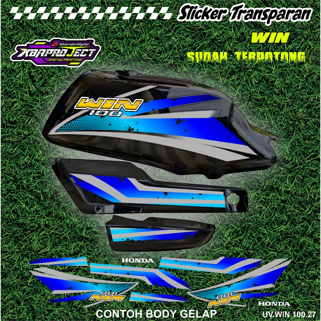 สติ๊กเกอร์ WIN 100 COOL PREMIUM TRANSPARENT HONDA RACING 27 สติ๊กเกอร์ LINES ALREADY CUT