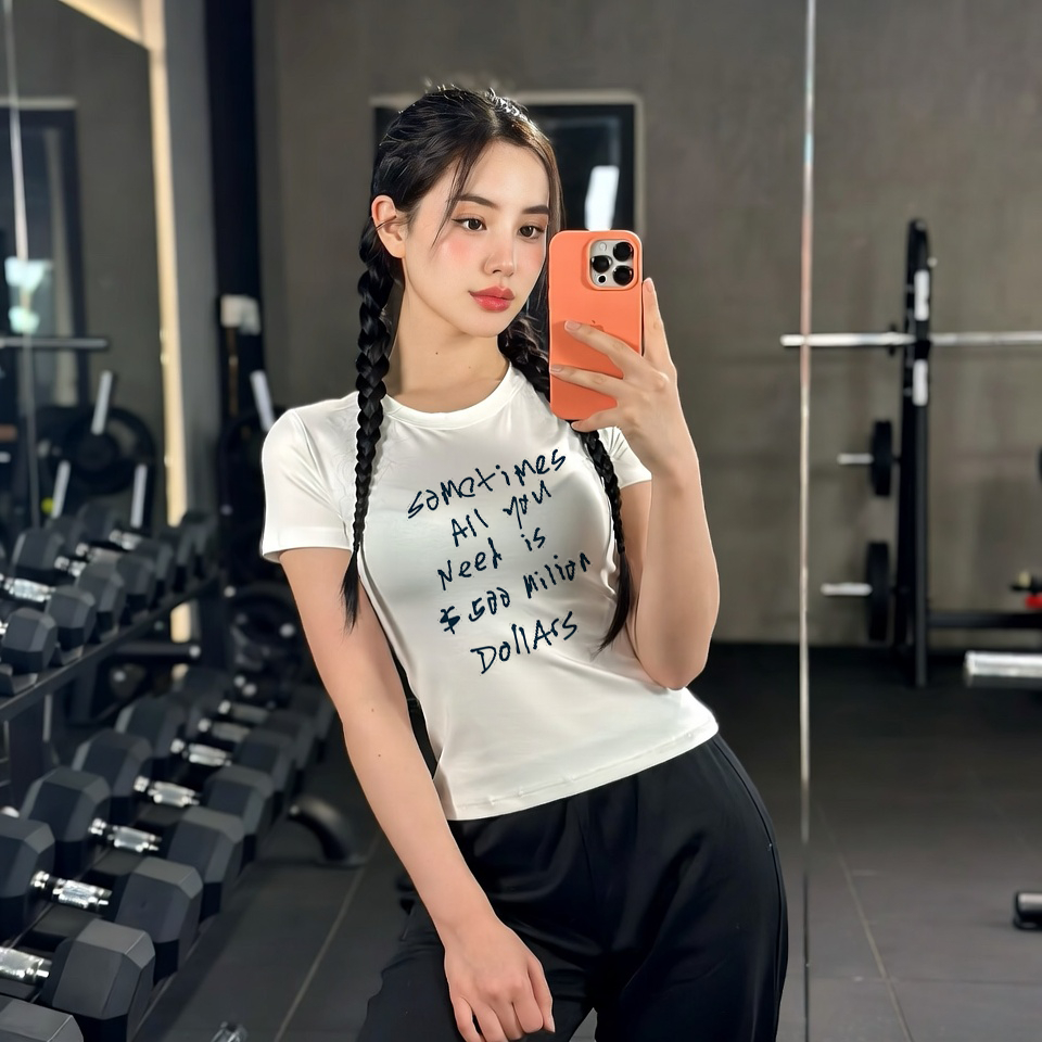 Baby Tee Statement Sometimes U ไม่ต้องใช้ $500 ล้าน Y2k Style Crop Tee / BabyTee Y2k