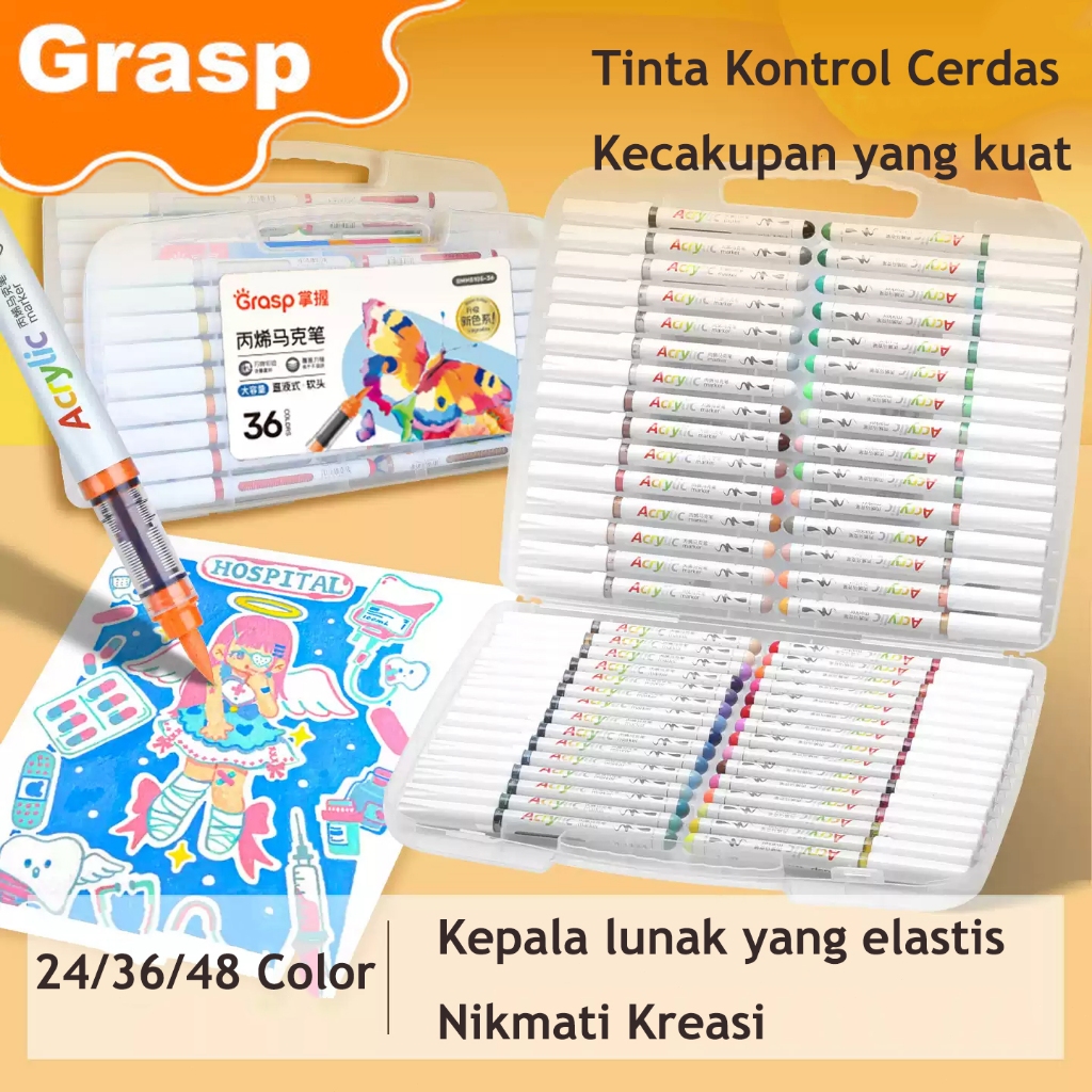 GRASP LIQUID ACRYLIC BRUSH MARKER Crayon Thickening MARKER Canvas Plastic Totebag GMM5105