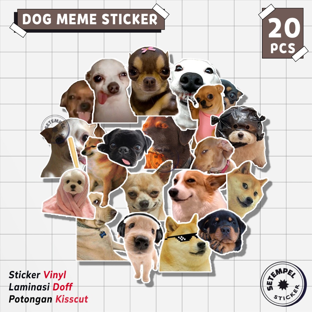 DOG MEME สติ๊กเกอร์แพ็ค 20 ชิ้น | สติ๊กเกอร์ไวนิล Dog meme