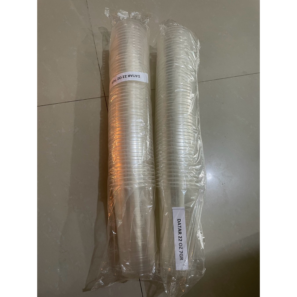 ถ้วยพลาสติกชาน้ําแข็งแบนจัมโบ้ 22Oz 7Gram