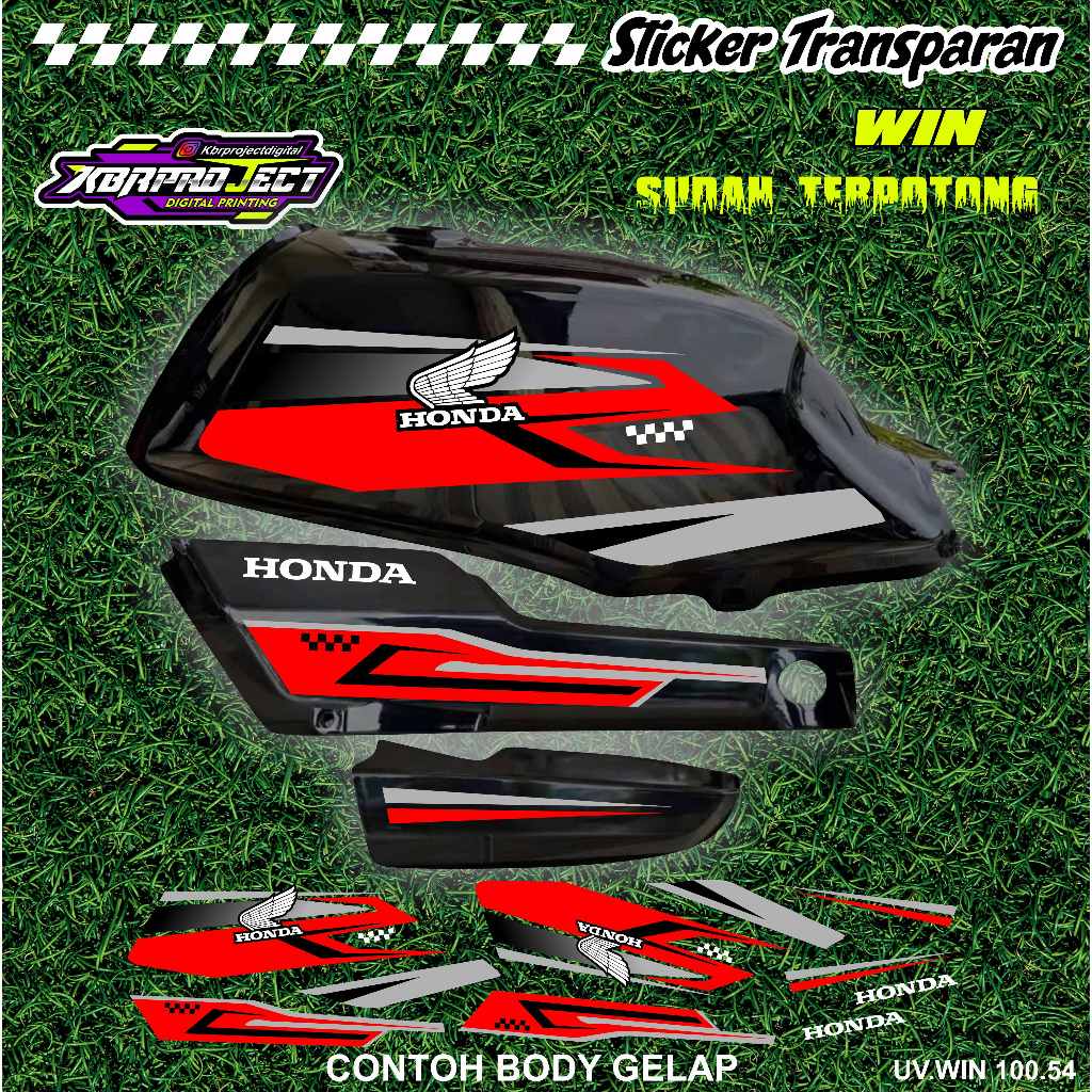 WIN 100 COOL PREMIUM TRANSPARENT สติ๊กเกอร์ HONDA RACING 54 สติ๊กเกอร์ LINES ALREADY CUT