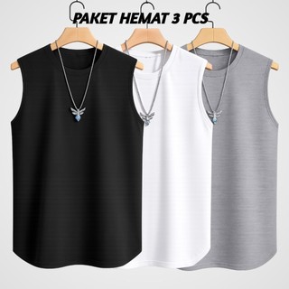 Paket Murah dan Hemat Singlet Pria 3 Pcs dengan Bahan Katun Adem dan Lembut