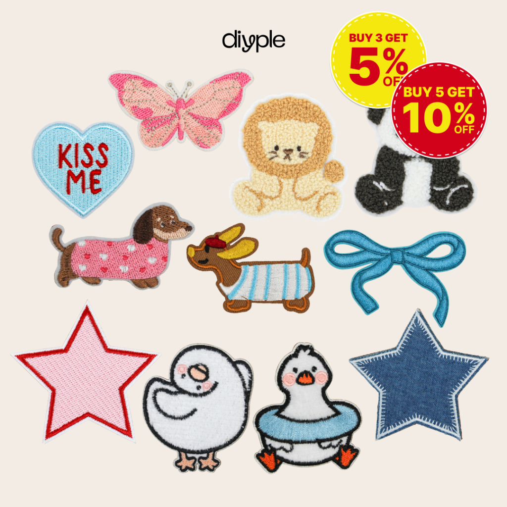 DIYPLE [MATCH MADE IN HEAVEN] สัญลักษณ์ปักสําหรับกระเป๋า/เสื้อผ้า - แพทช์ปักเหล็ก - รีดสีน้ําเงินสีช