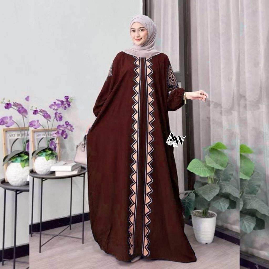 มุสลิมผู้หญิง Kaftan Rayon Premium Cool Mel-Mel สวมใส่สบาย Jumbo Batwing