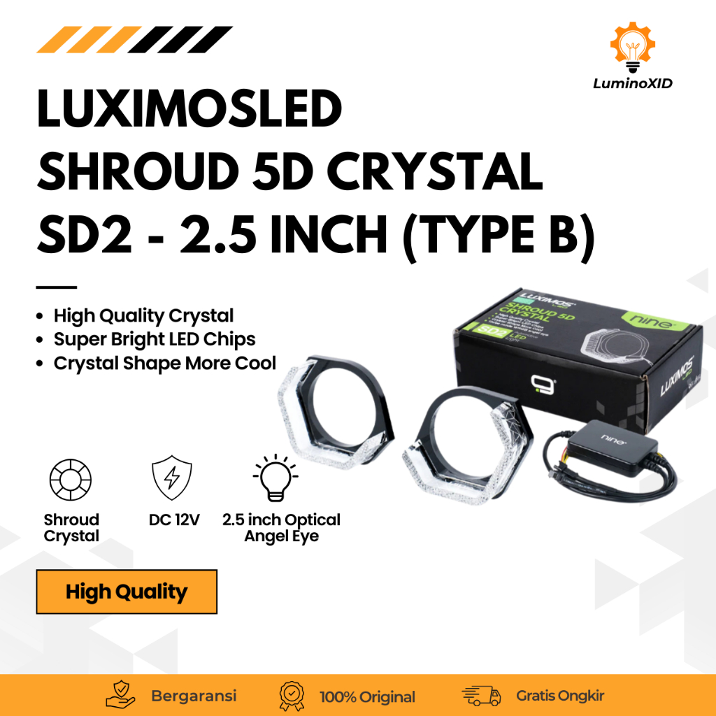 อะคริลิคหกเหลี่ยม Shroud Bild 2.5 นิ้ว RGB ควบคุม App 3 แสง + Sen โหมด Angel Eyes 5D SD2B - LUXIMOS