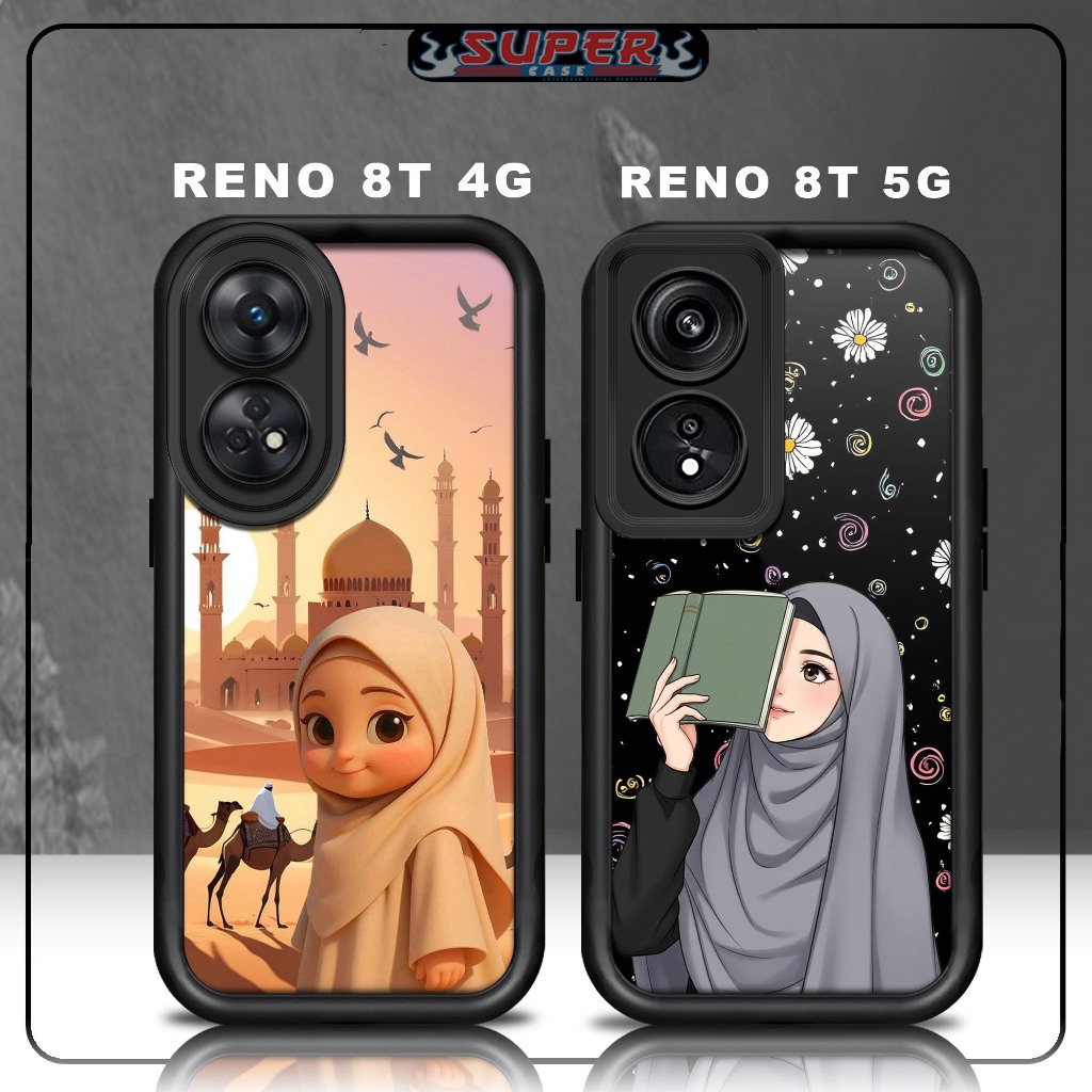 กรณี Hp สําหรับ SoftCase Hp สําหรับแก้วสีดําพรีเมี่ยม OPPO RENO 8T 4G RENO 8T 5G การออกแบบ HIJAB NW