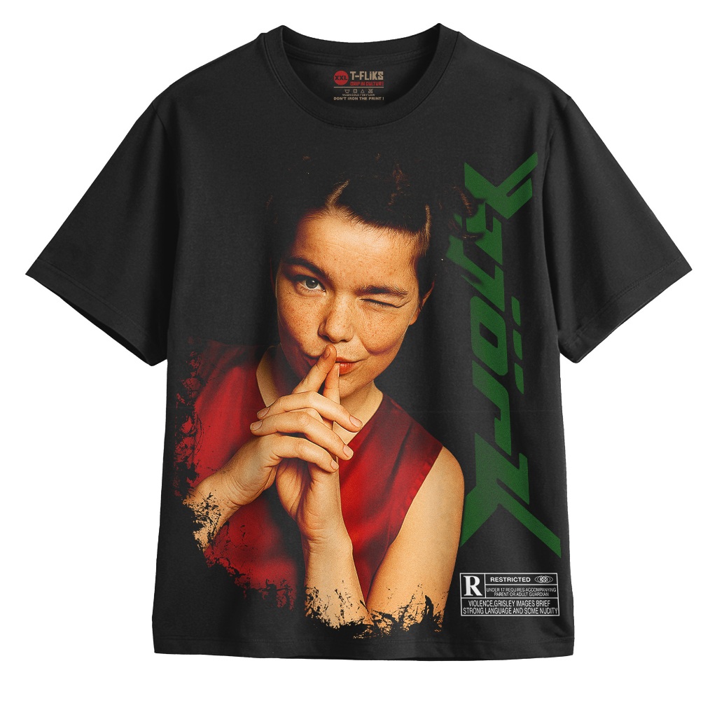 BJORK POST ALBUM BAND TSHIRT OVERSIZE UNISEX สีดํา - TFIKS
