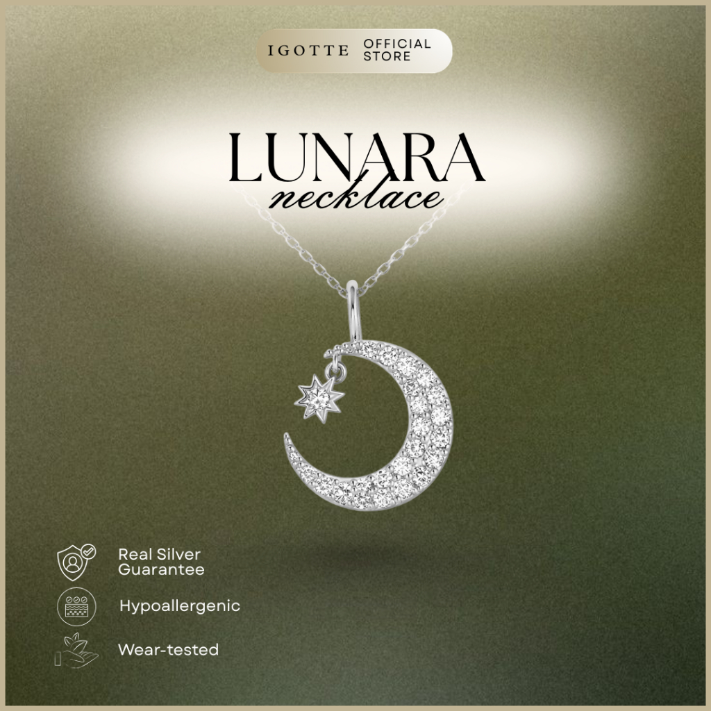 สร้อยคอ LUNARA - เงินสเตอร์ลิง 925 ชุบทอง - ชุบทอง 18k - สร้อยคอพระจันทร์เสี้ยว - หรูหรา EID อุปกรณ์