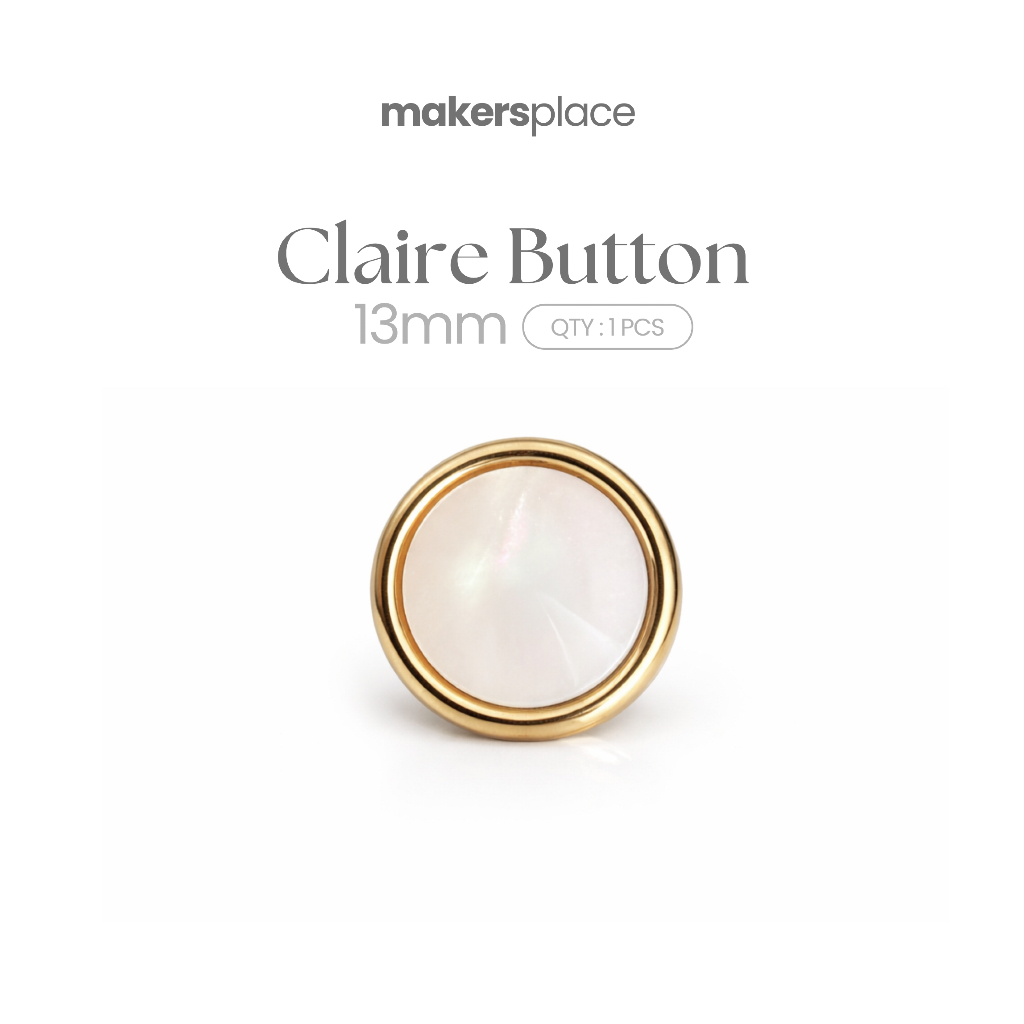 MAKERSPLACE ปุ่มคลาสสิกหรูหราพร้อมปุ่มโลหะผสมสีทอง ทนทานต่อสนิม | กระดุมแคลร์ 13มม