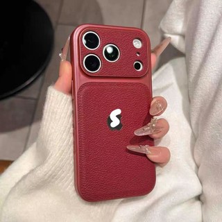 Case hp iPhone 17 Pro Max iPhone 17 iPhone 16 15 14 13 Pro Max iPhone 16 14 15 Plus Casing ponsel kulit berlubang halus berubah menjadi tekstur kulit dengan logo