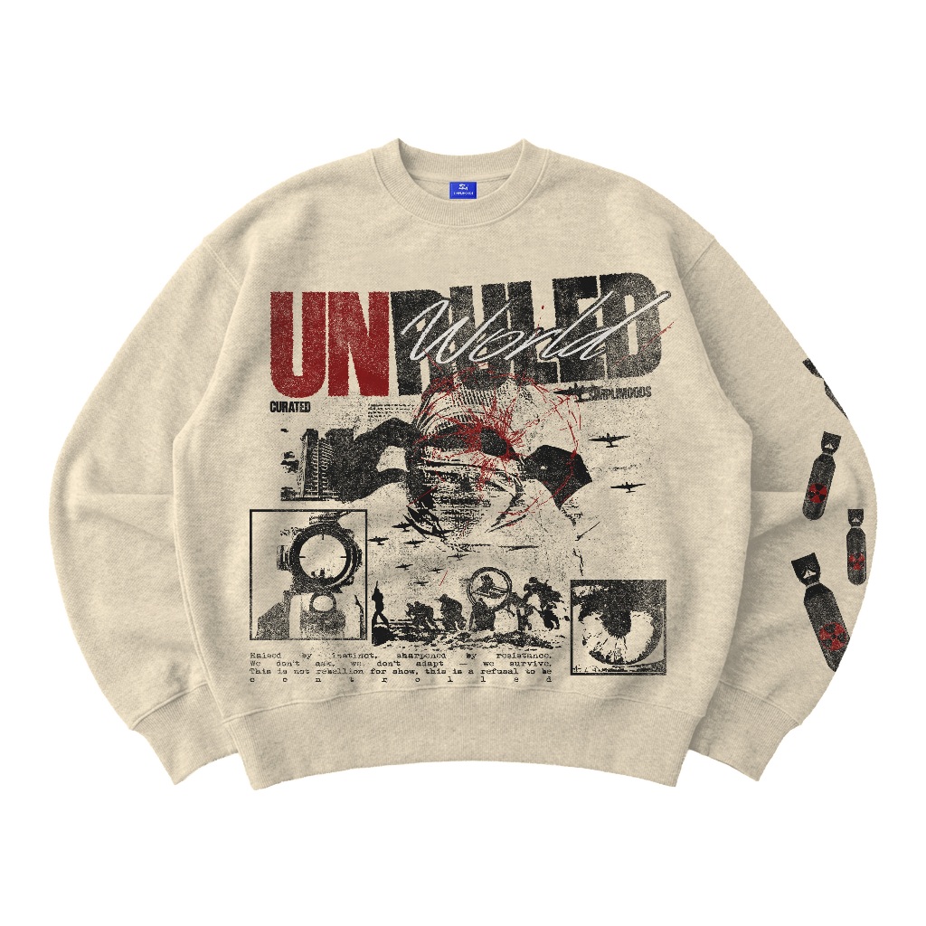 SimpliMoods Boxy Sweater Crewneck Cream ผู้ชายผู้หญิง