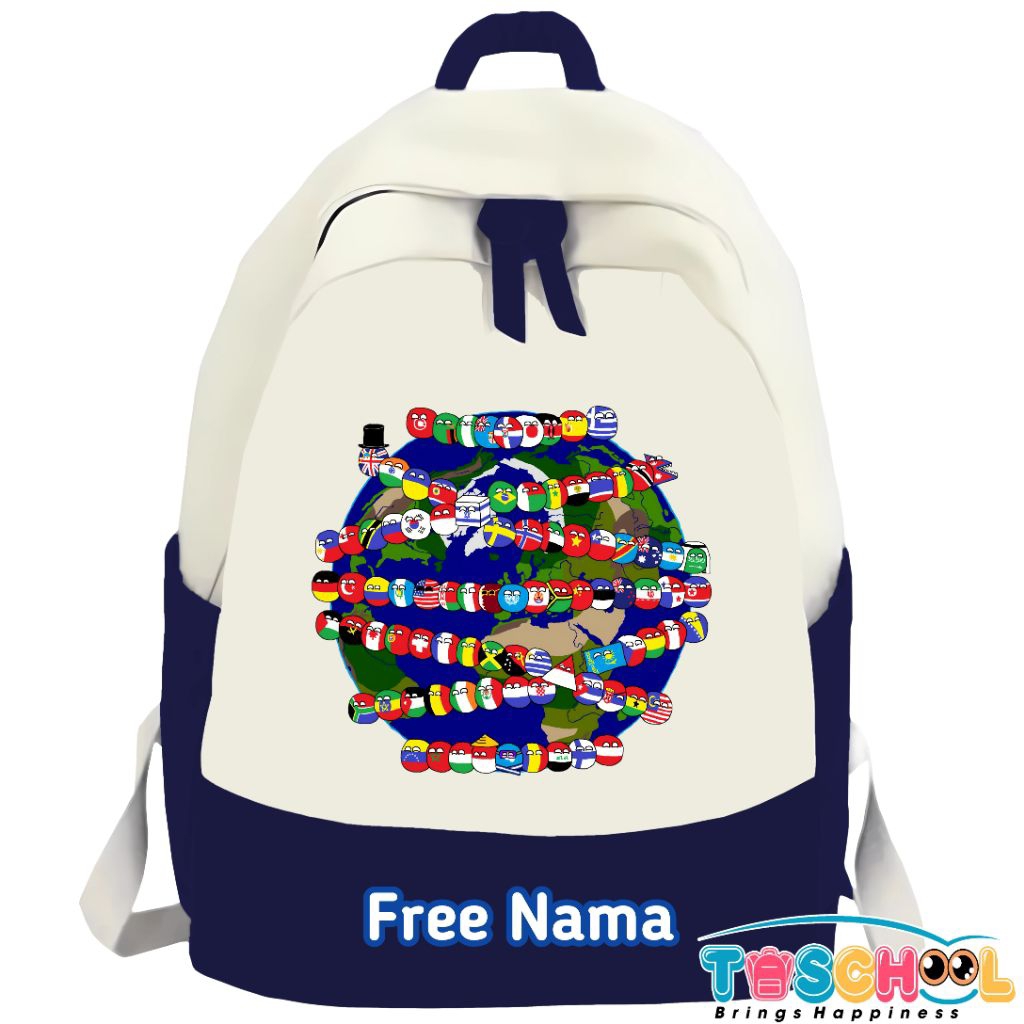 COUNTRY BALL COUNTRY HUMAN CHILDRENS BACKPACK ฟรีชื่อ
