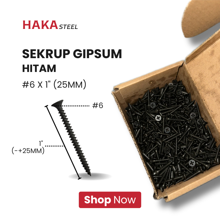 HAKA สกรูยิปซั่ม 6x1" กิโล / สกรู Drywall Kiloan / สกรูเพดานยิปซั่มสีดํา 6 x 25 มม.