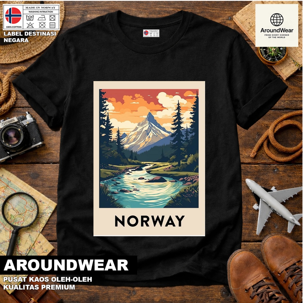 เสื้อยืด NORWAY 53 SOUVENTURE พร้อมแท็ก NATIONAL, NORWAY COTTON 30S, ของขวัญพรีเมี่ยม SOUVENIR