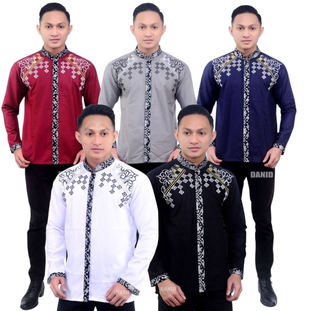 KATUN เสื้อเชิ้ตผู้ชาย Koko แขนยาว Koko Shirt Mavin Motif Premium Toyobo Cotton Material Cool Brown 