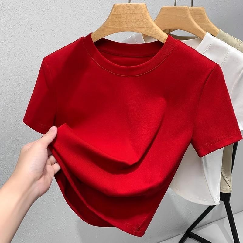 KATUN Guevara Y2k Retro สไตล์ไม่สมมาตร Cutant Crop Top Fit Body Cotton วัสดุ Simple Dtf - รูปที่ 4