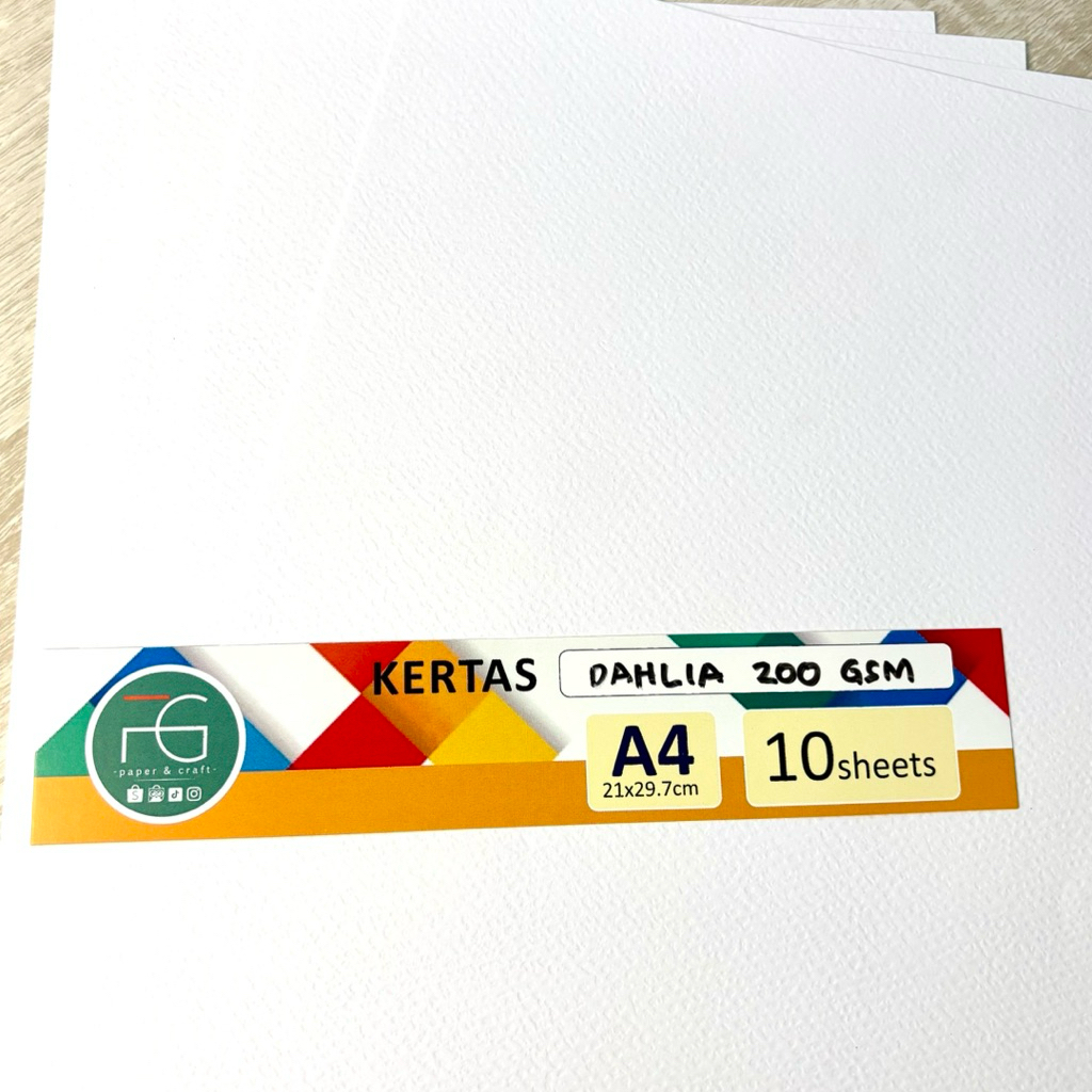 กระดาษขาวแฟนซี Dahlia 200gsm, A4 10 ชิ้น โดย fgpaper