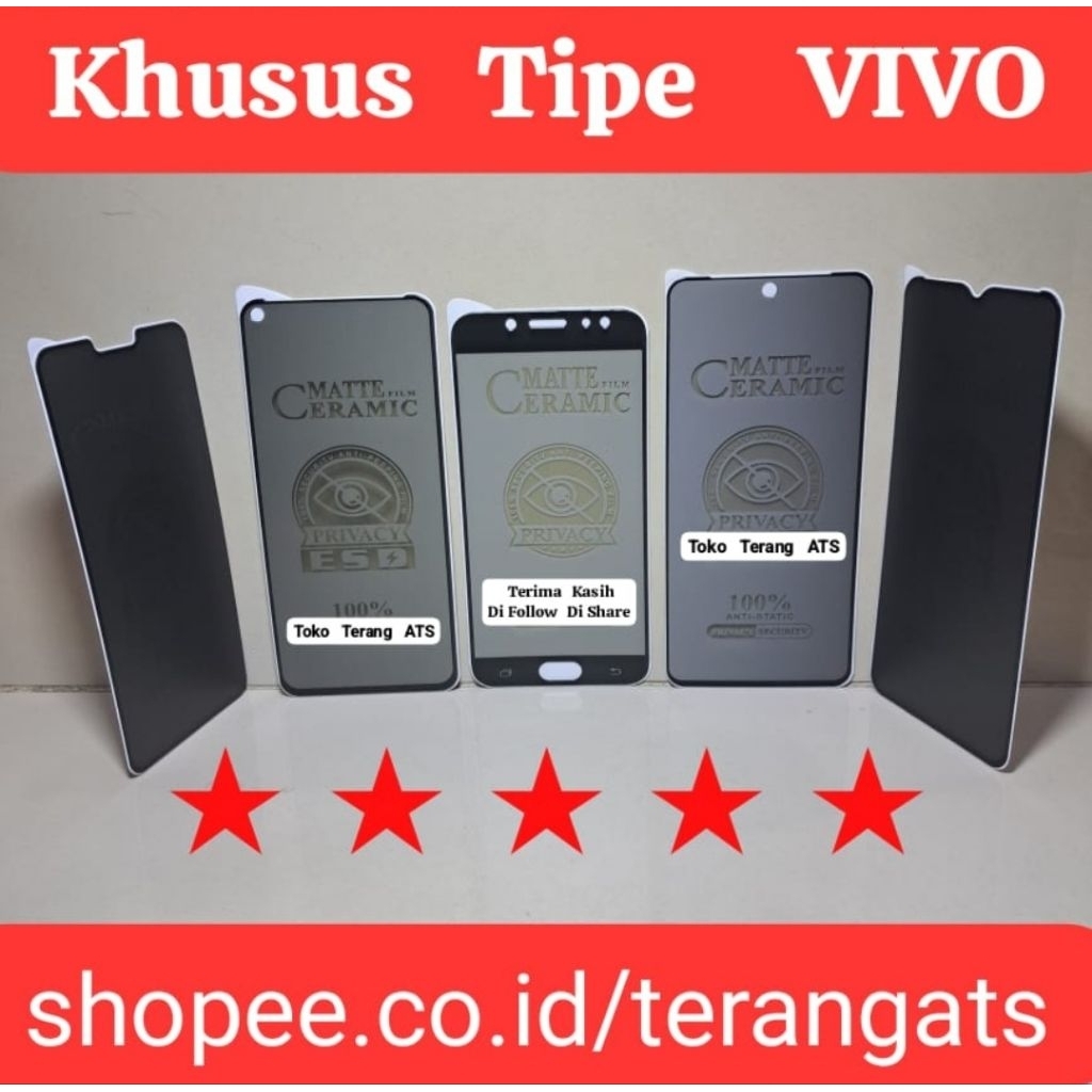 LAYAR Anti-Scratch เซรามิคหน้าจอ Spy Anti-Glare Vivo Y18 Y03 IQ00 Z9X Y28 Y36 4G 5G Y02 S1Pro V5 V9 