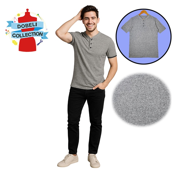 KATUN MENS KNITWEAR TOP COTTON HENLEY SHORT SLEEVE D-1619-2
