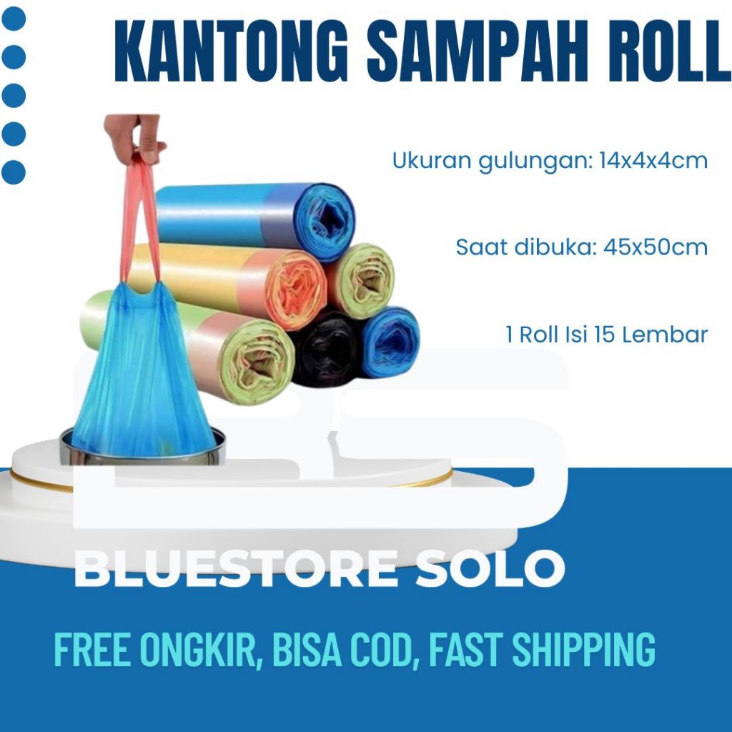 ถุงขยะม้วนเนื้อหา 15 ชิ้น 45x50 ซม. ถุงขยะ ถุงขยะ ถุงขยะพลาสติก