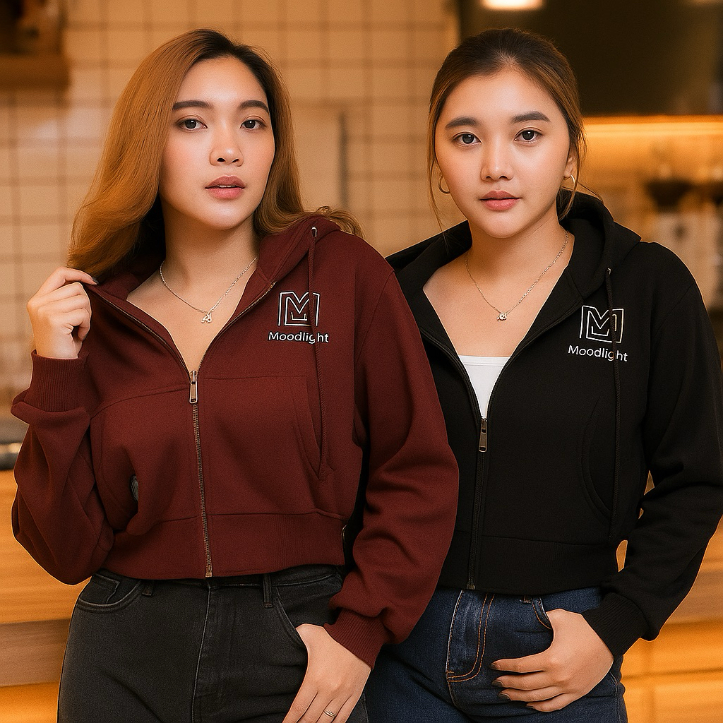 HOODIE ZIPPER CROPTOP THICK MATERIAL 280 GSM Hoodie Zipper crop top เสื้อแจ็คเก็ตอินเทรนด์ของผู้หญิง