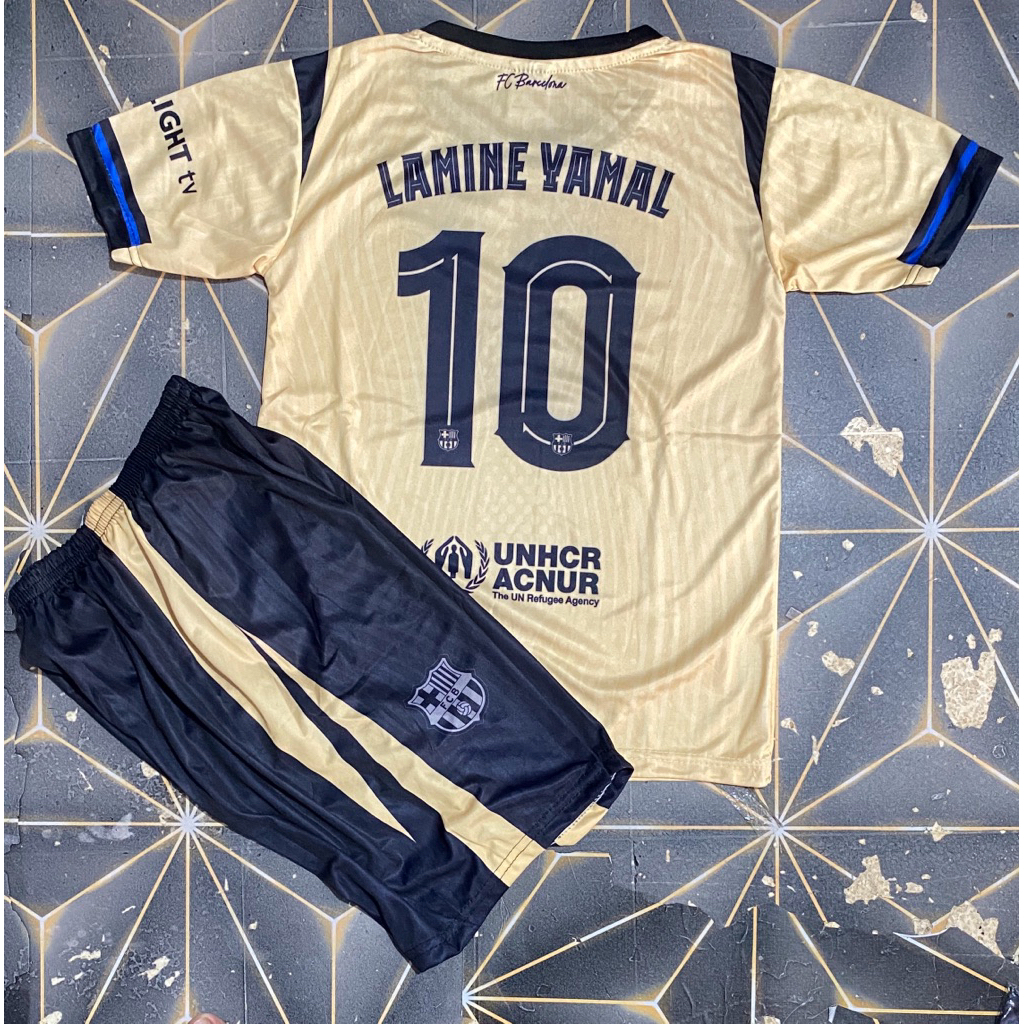 LAMINE YAMAL AWAY Jersey LATEST SEASON สําหรับเด็กอายุ 5 ถึง 12 ปี