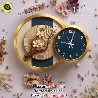Jam Dinding BUNGA BOHO AESTETIK LED HOME Sweet Home Hiasan dinding Ruang tamu/ kamar tidur