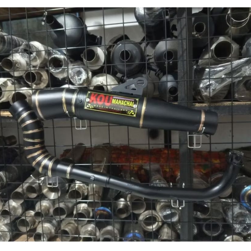 ท่อไอเสีย KOU Mahacai ท่อ GP นักรบสีดํา series 1 ชุดข้อศอก TUBE ประเภทเปิด spec สําหรับรถจักรยานยนต์