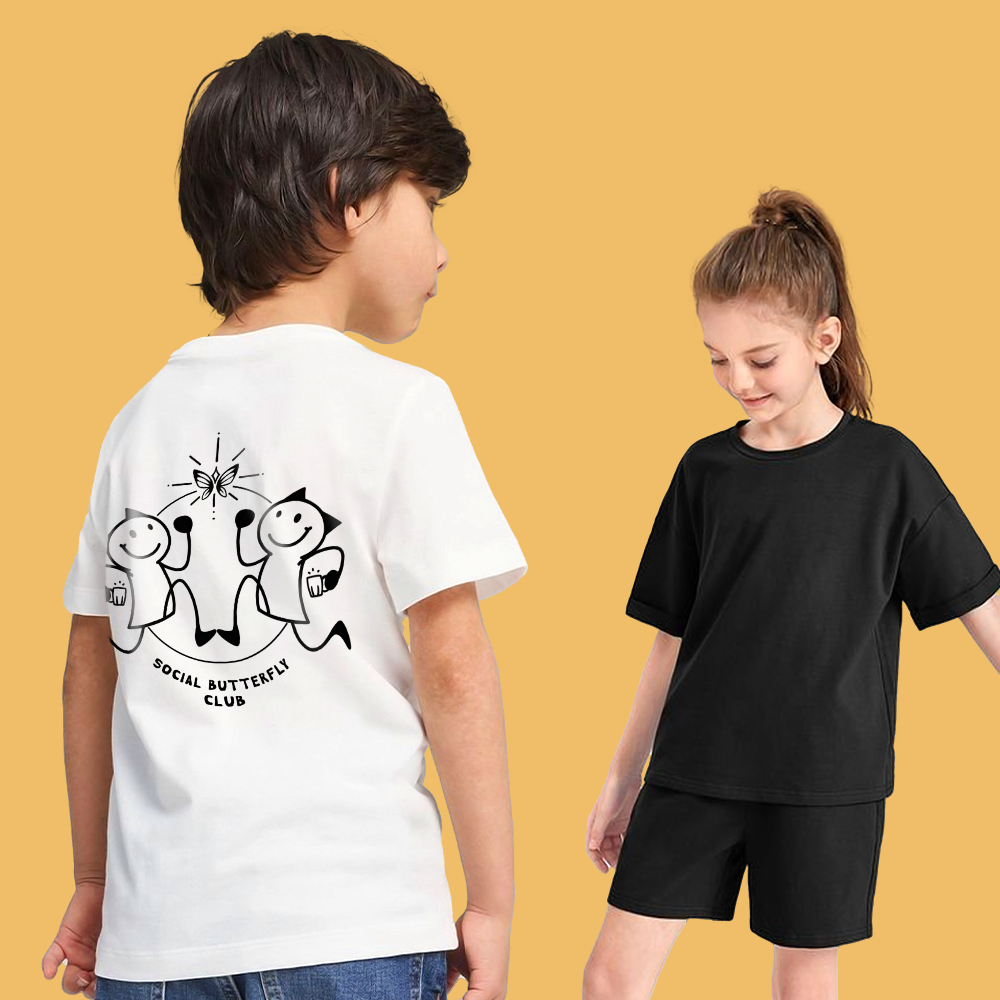 เสื้อยืดเด็กผ้าฝ้าย Combed Horizen Unisex 24s - SOCIAL BUTERFLY