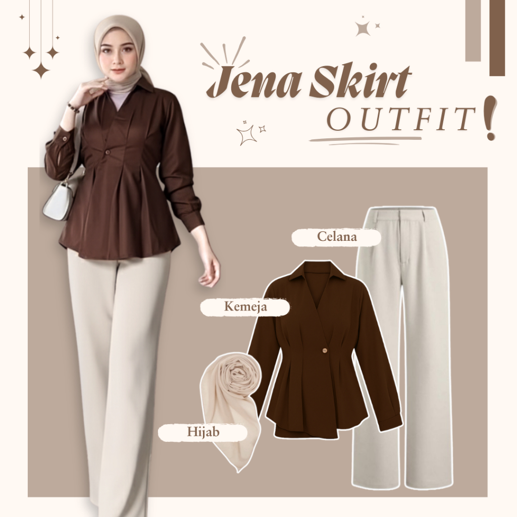 Modern Womens Outfit Set (JENA SKIRT | กางเกง JENNIE KNIT | HIJAB BELL SQUARE) ชุดเกาหลี - SW131