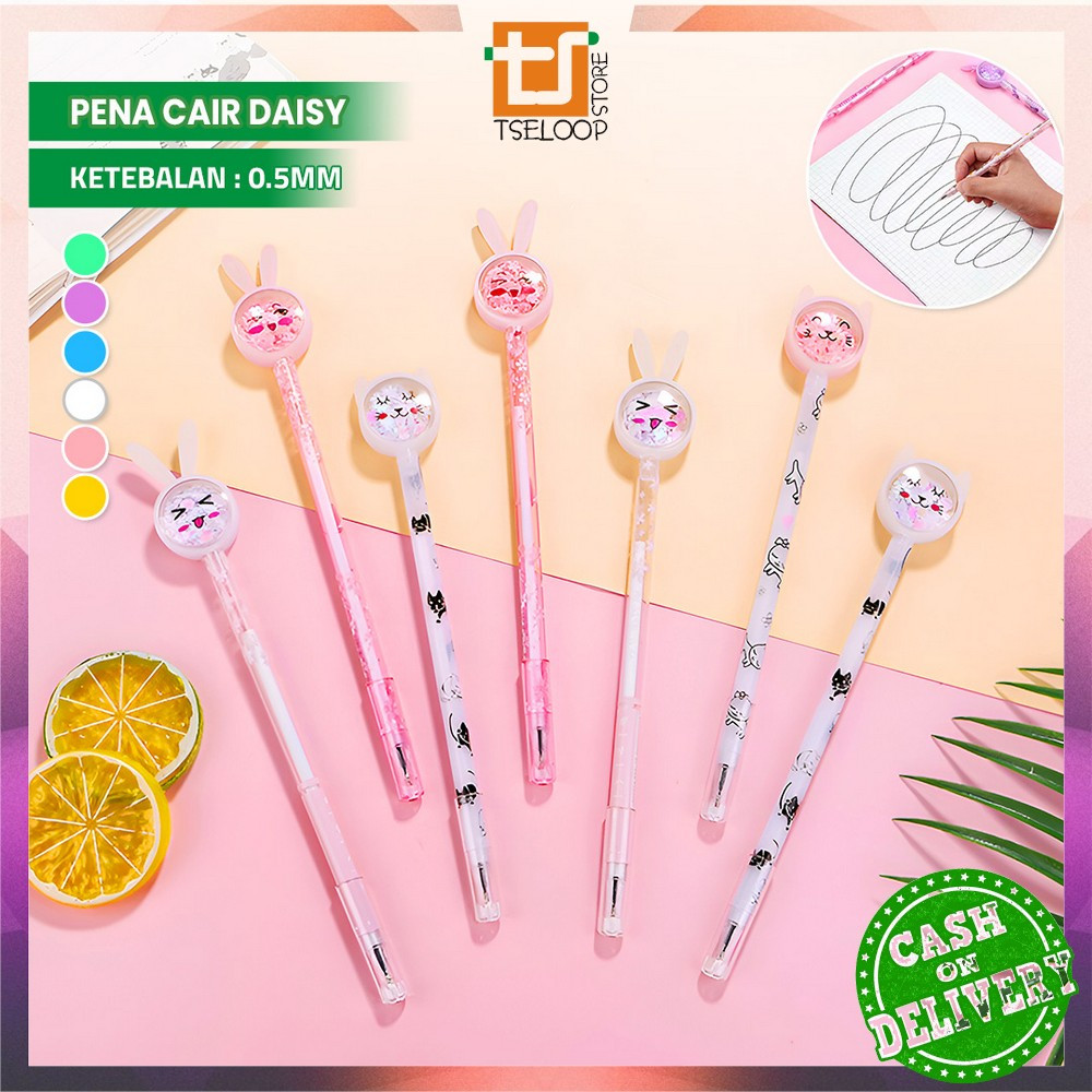 EC OFM-A90 Bunny ปากกาเจล 0.5 มม.ปากกาเจลสีพาสเทลเครื่องเขียนตัวอักษร/Daisy Liquid ปากกาผีเสื้อเลื่อ