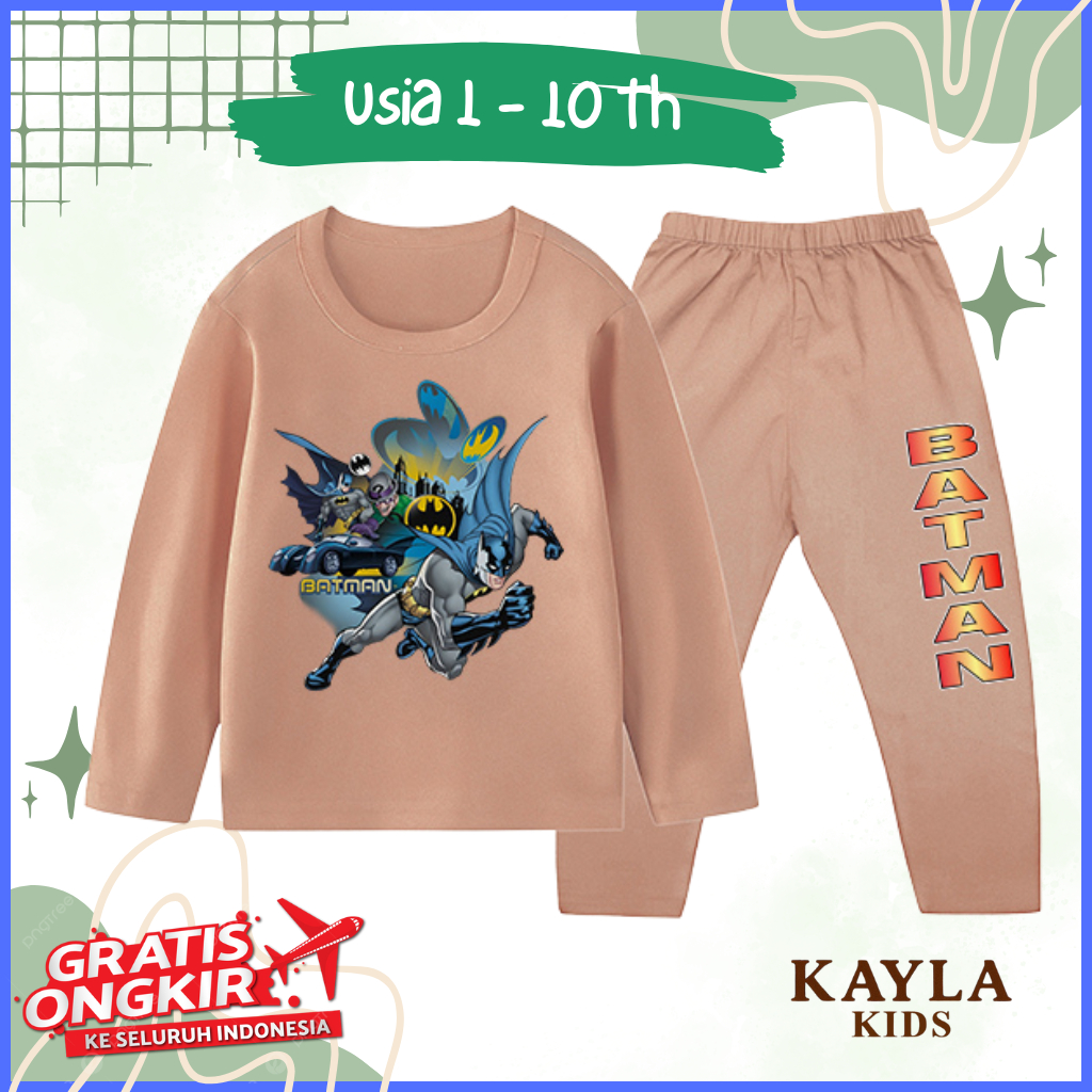 BATMAN ชุดนอนเด็กผู้ชาย/เด็กผู้หญิงแขนยาว ไซส์ S ถึง XXL 1617