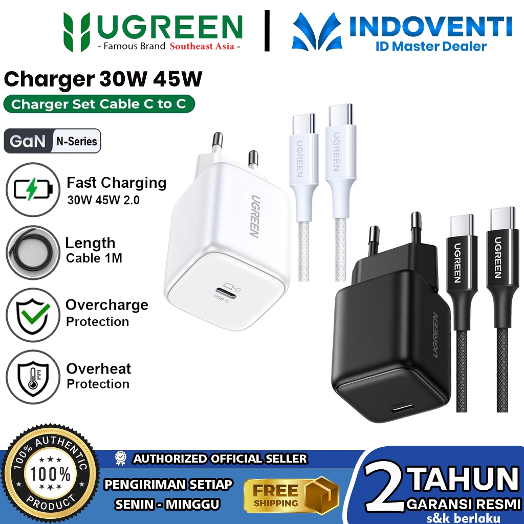 UGREEN GaN N ชุดชาร์จ PD Type C ชาร์จเร็ว 30W 40W 45W สําหรับ iPhone 17 Series