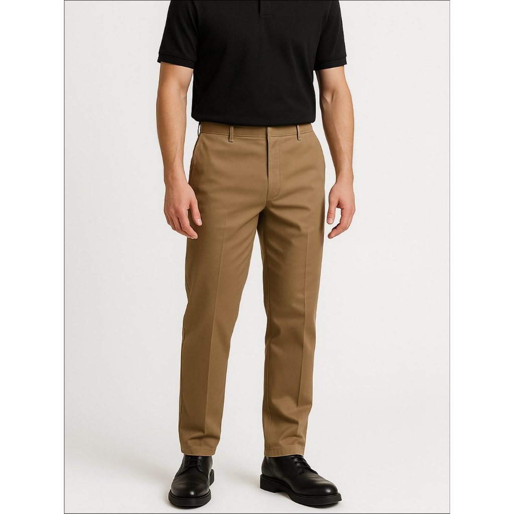 GIORDANO MEN CLASSIC SLIM STRETCH COTTON CHINO PANTS - KHAKI (31)