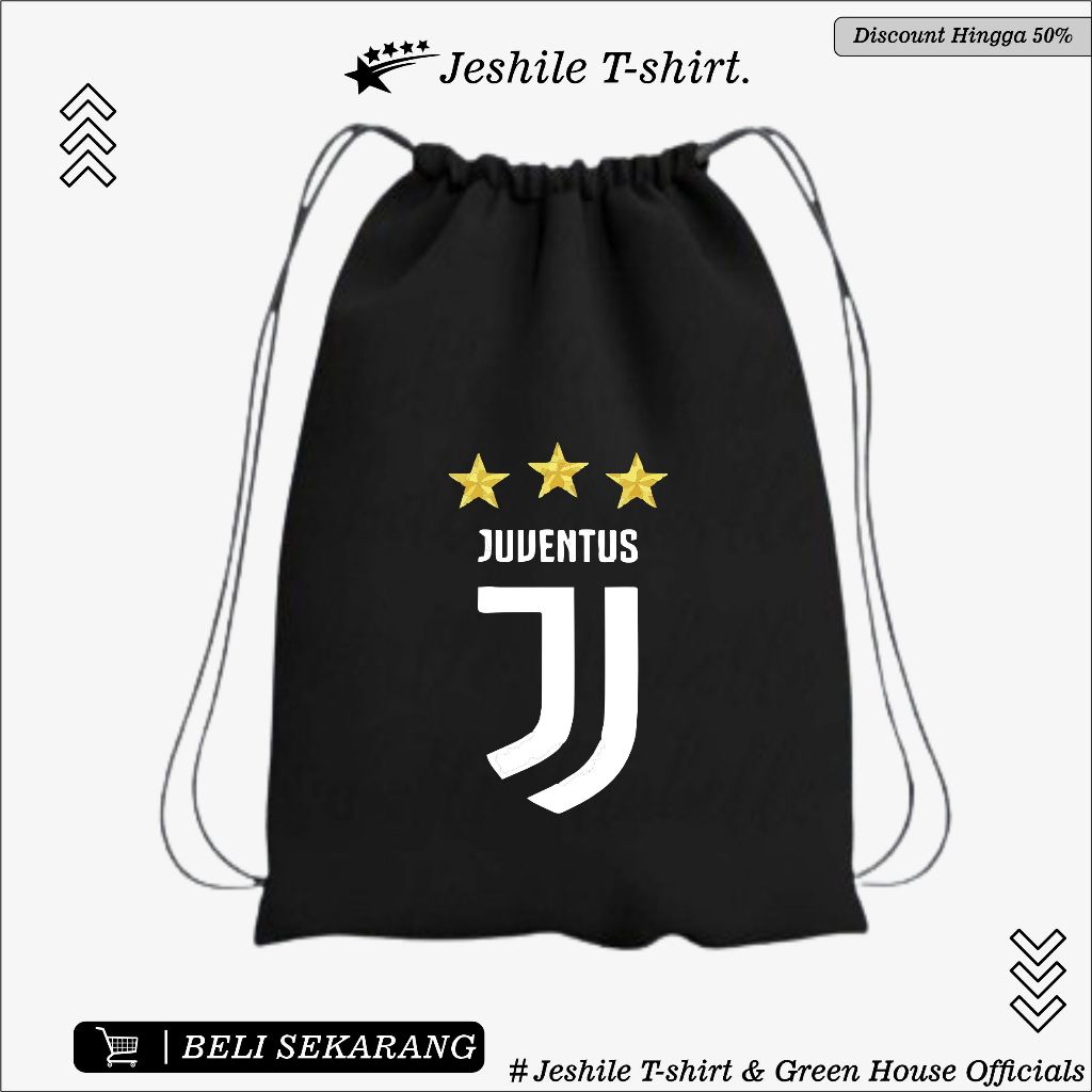 Juventus Black Drawstring Bag By Jeshile T-Shirt