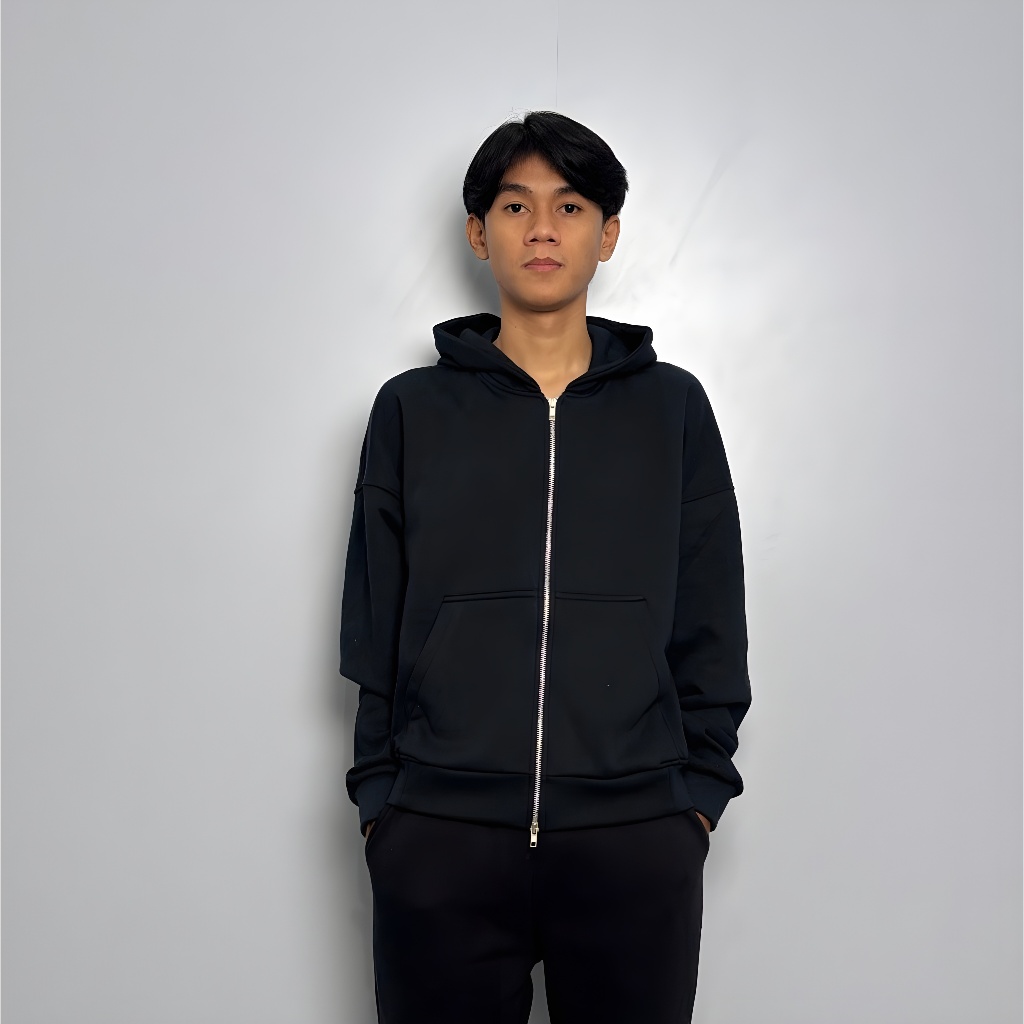 ERFOLGREICH - Hoodie Zipper Crop ซิปคู่ Boxy Hodie Ziper Heavyweight Boxy Oversize ผู้ชายผู้หญิง Uni
