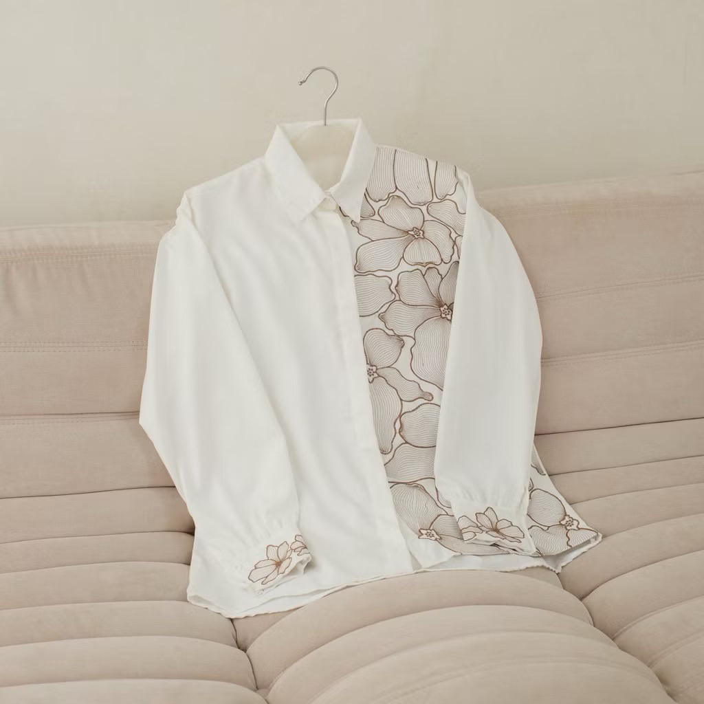 เสื้อ KEMEJA LUISA | เสื้อท็อปผู้หญิงปักลายพรีเมี่ยม | เสื้อเชิ้ตผู้หญิง AESTHETIC EARTH TONE | TREN