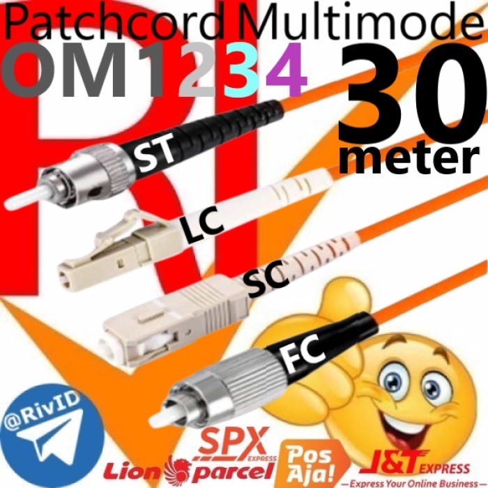 Patchcord 30m FC LC SC ST Multimode OM1 OM2 Om3 Om4 Patch Cord 30 เมตร Fiber Optic Multi Mode Simple