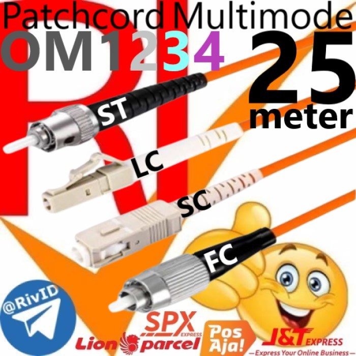 Patchcord 25m FC LC SC ST Multimode OM1 OM2 Om3 Om4 Patch Cord 25 เมตร Fiber Optic Multi Mode Simple