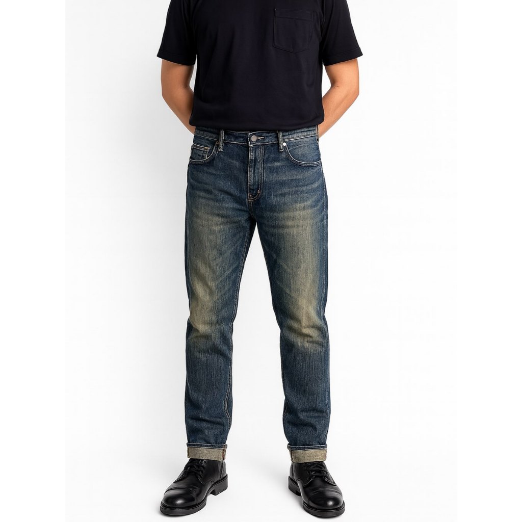 KALVIN PLAIN JEANS SLIM FIT STRAIGHT DEEP BLUE RENTO WASH JEANS