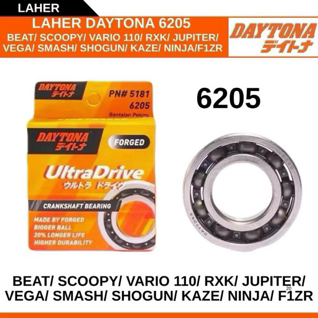 BEARING LAHER KRUK AS 6205 FIZ R F1ZR ALFA SATRIA 2-STOKE TORNADO CRYSTAL 125Z RC100 RC80 HONDA S90 