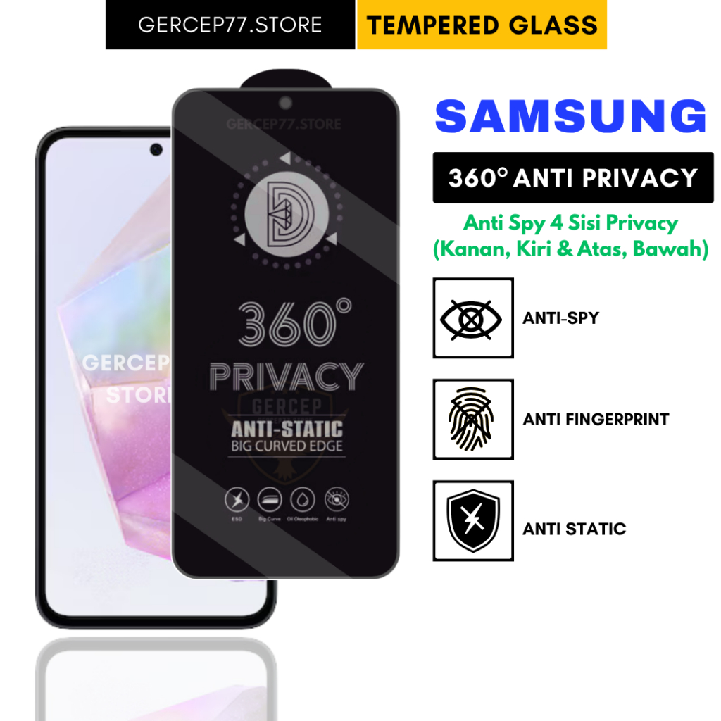 กระจกนิรภัย360° Anti Spy 4 ด้าน Samsung A55 5G A35 5G A53 5G A52s 5G A52 5G A52 A51 A71 A71 A71 5G A