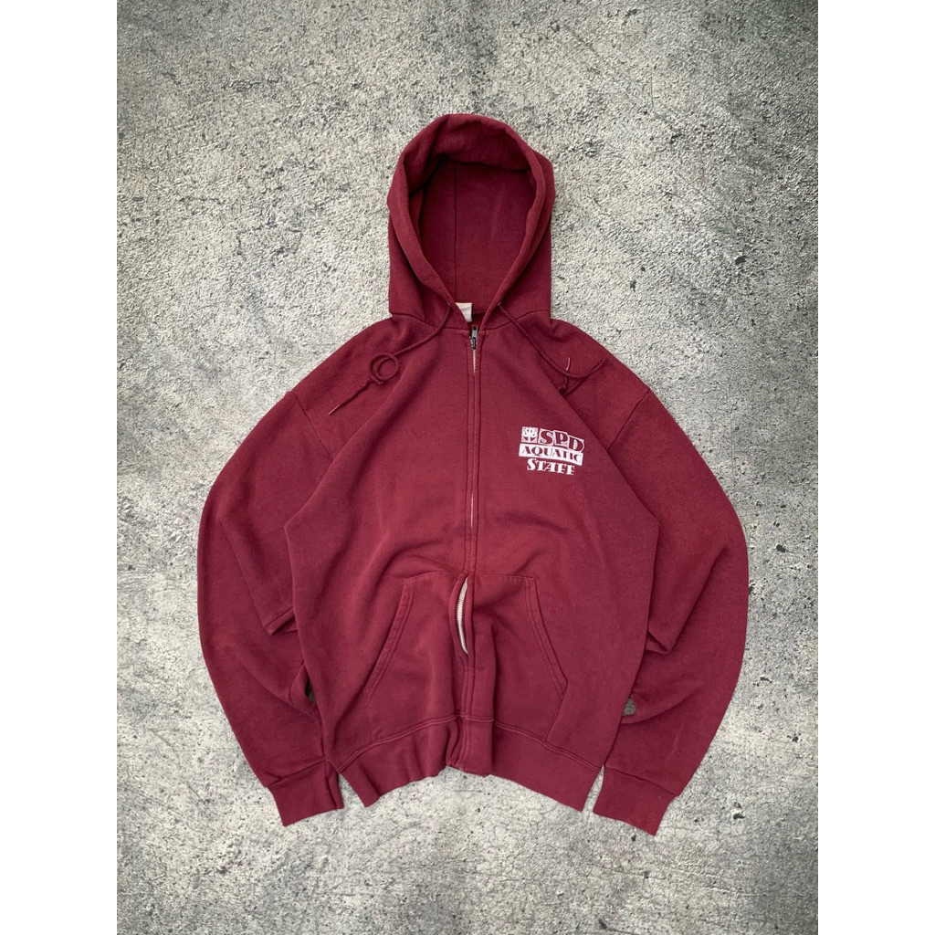 Vintage 90 ชิ้น Lee Heavyweight Zip Hoodie Burgundy