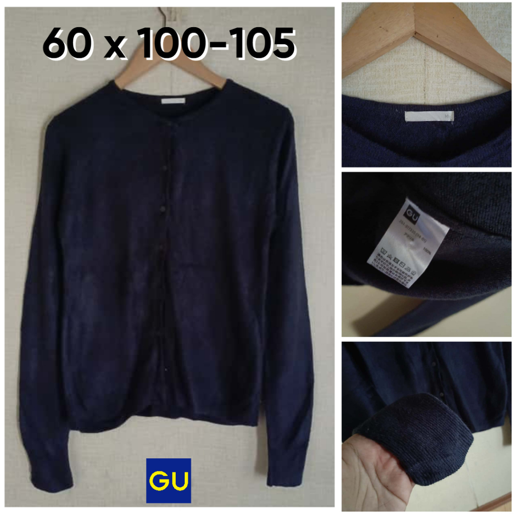 คาร์ดิแกน GU by UNI Dark Navy O Neck Size M ไหมพรมผู้หญิง D010