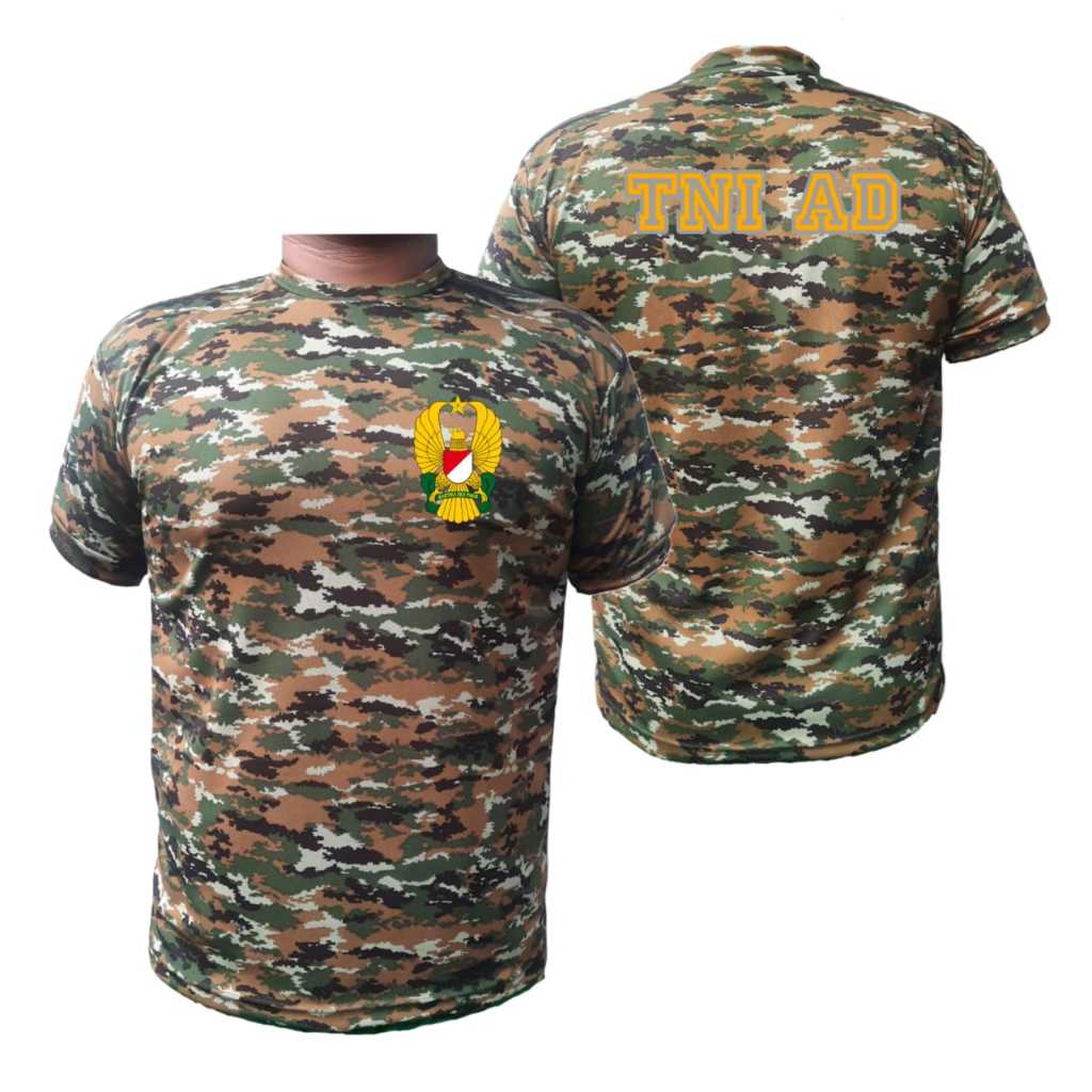เสื้อยืดลายพราง Dry Fit พร้อม TNI AD LOGO Trimatra Sage สีเขียวแขนสั้น - การออกแบบล่าสุด